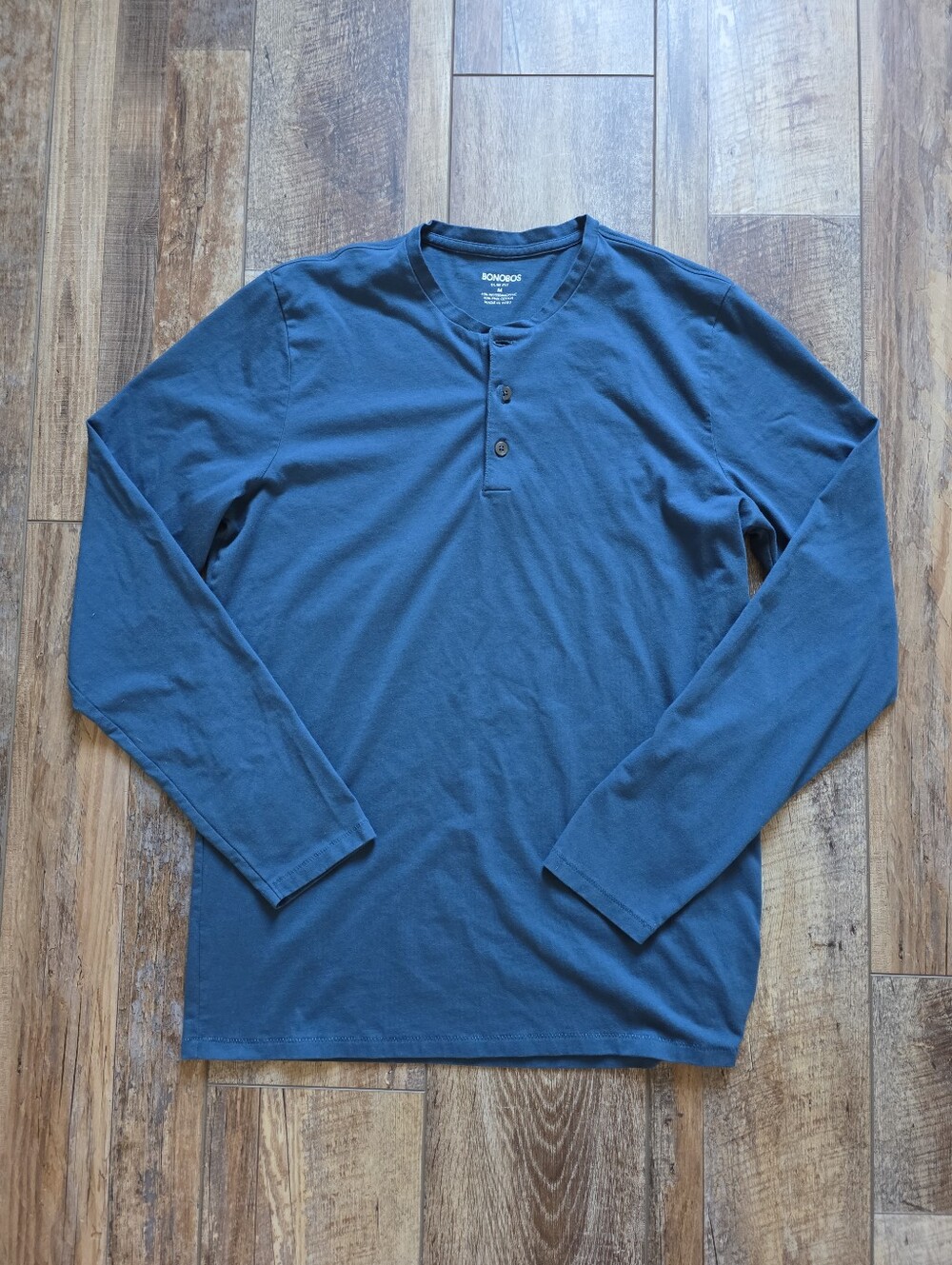 Bonobos - Pima Performance Long Sleeve Henley - M - Slate Blue